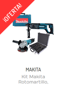 KIT MAKITA ROTOMARTILLO, ESMERILADORA Y JUEGO DE BROCAS