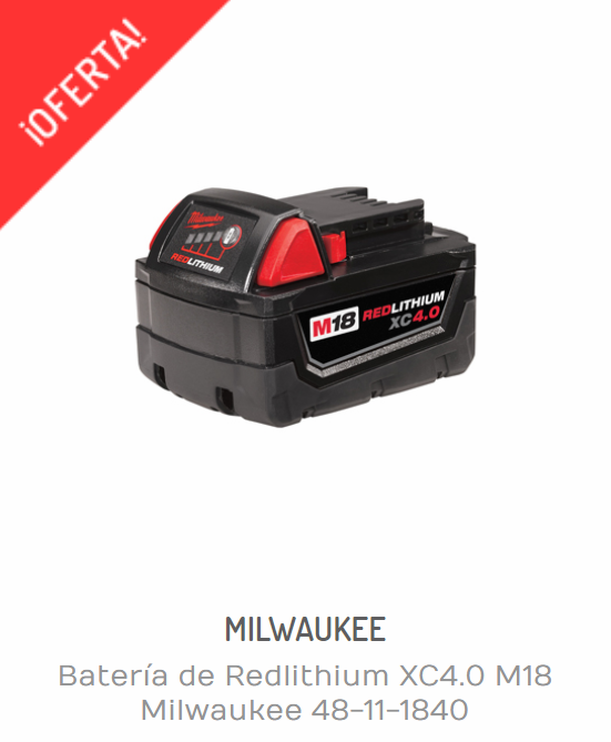 Baterías Milwaukee | BATERÍA DE REDLITHIUM XC4.0 M18 MILWAUKEE 48-11-1840