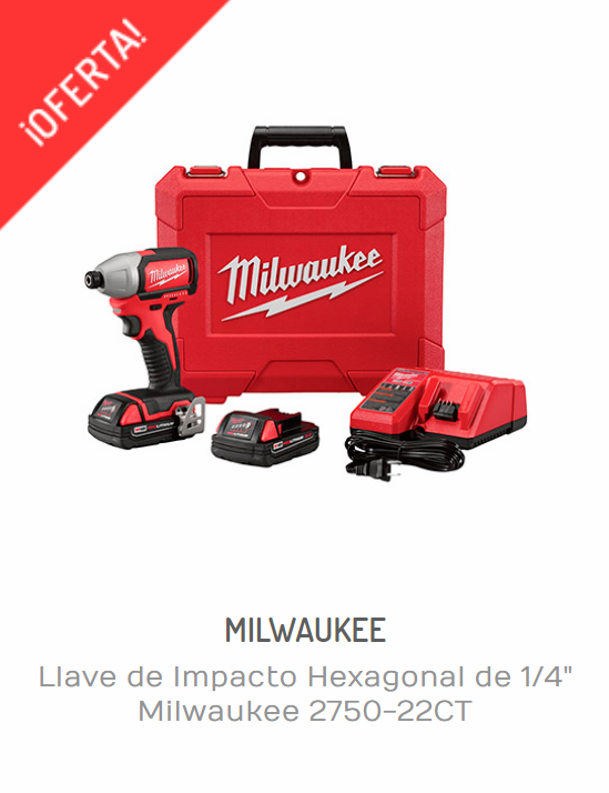 LLAVE DE IMPACTO HEXAGONAL DE 1/4" MILWAUKEE 2750-22CT