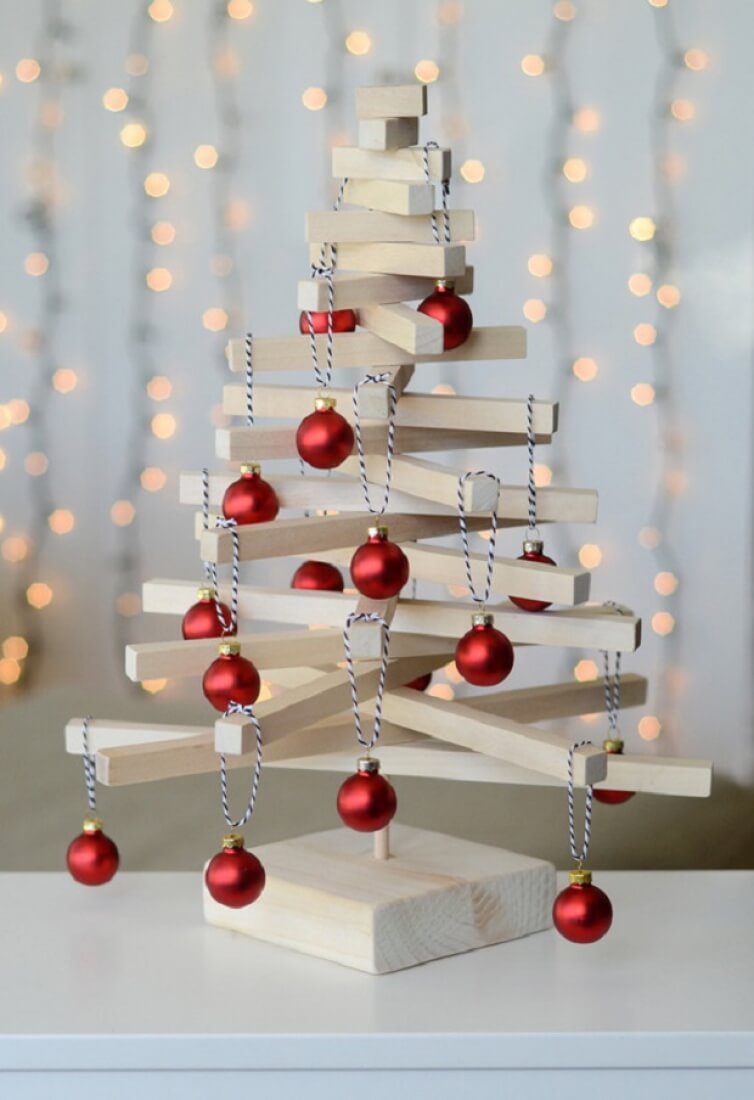 como hacer un arbol de navidad casero-moderno árbol de navidad de mesa de madera