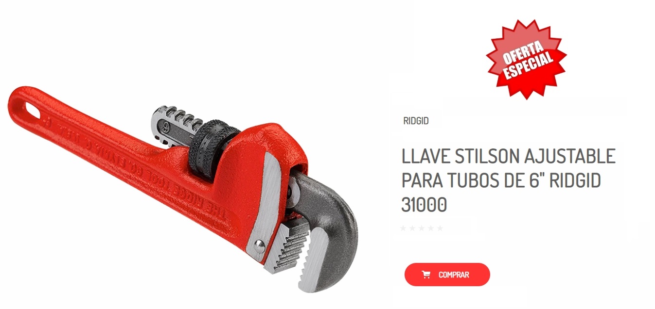 LLAVE STILSON AJUSTABLE PARA TUBOS DE 6" RIDGID 31000