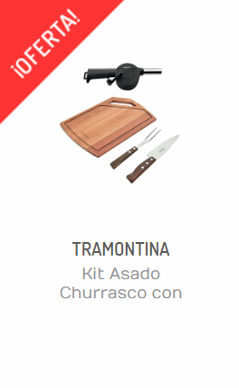 KIT ASADO CHURRASCO CON TABLA, CUCHILLO Y TRINCHE + SOPLADOR TRAMONTINA