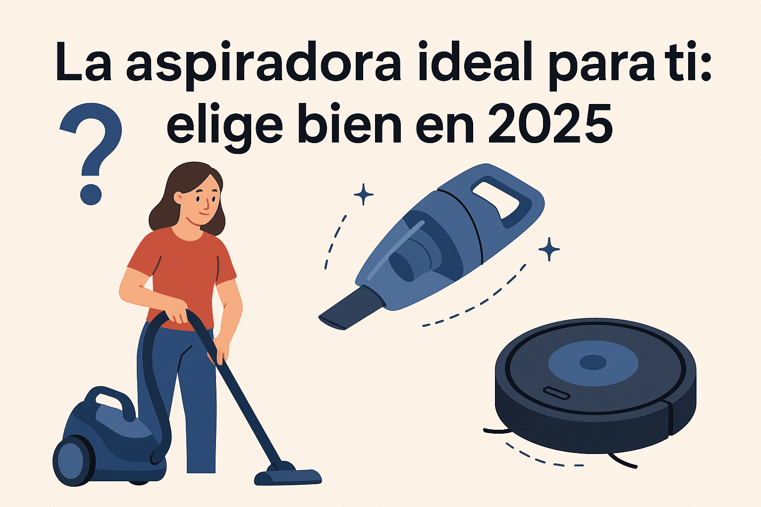 mujer usando aspiradora