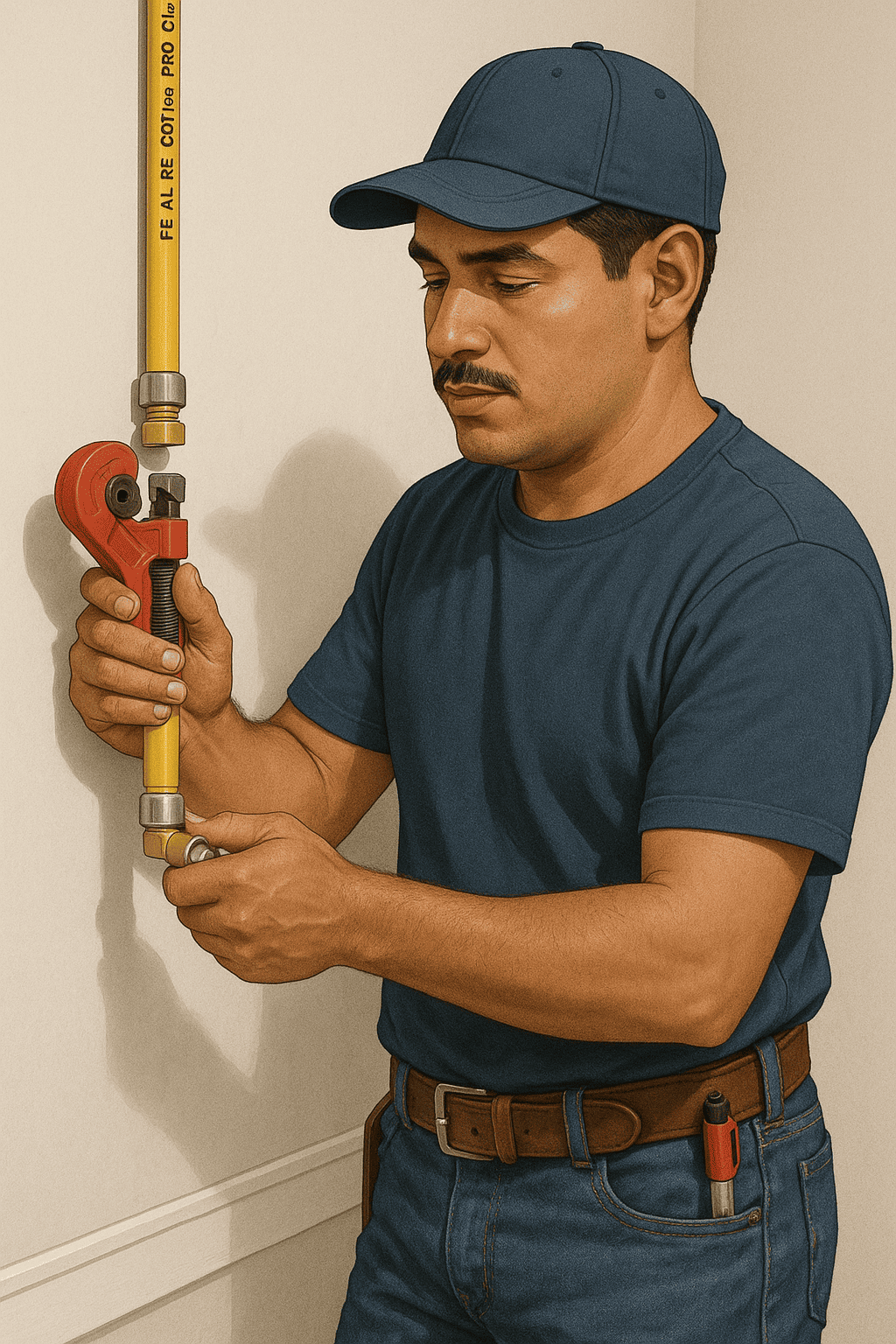 plomero instalando tubería
