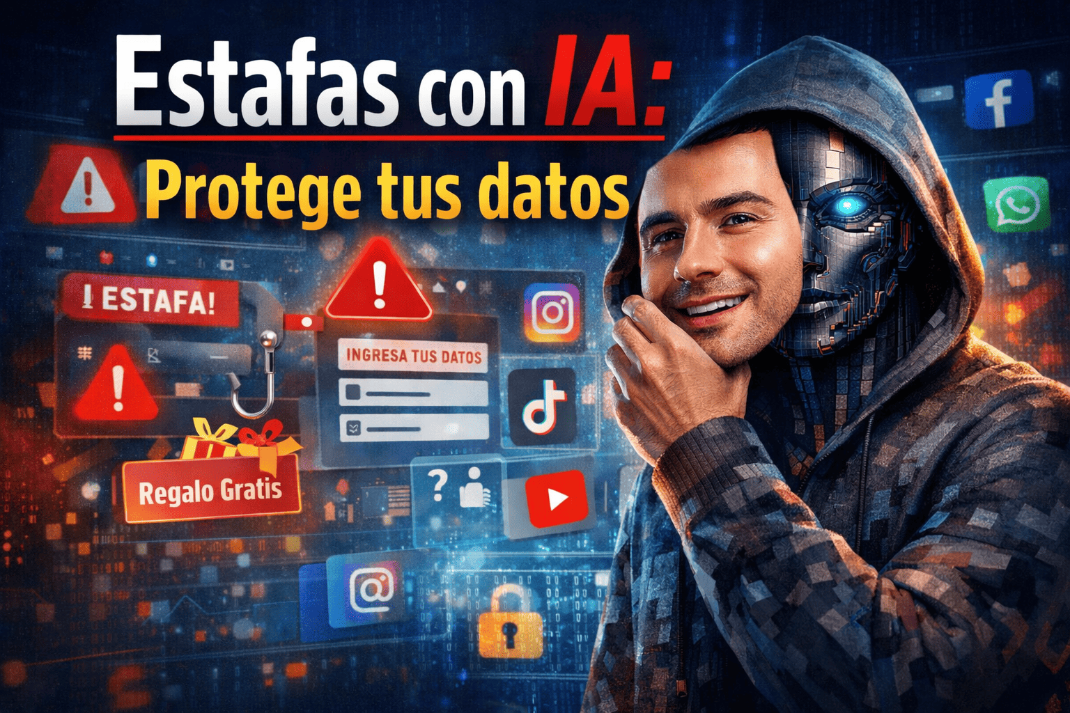 bot quitándose máscara