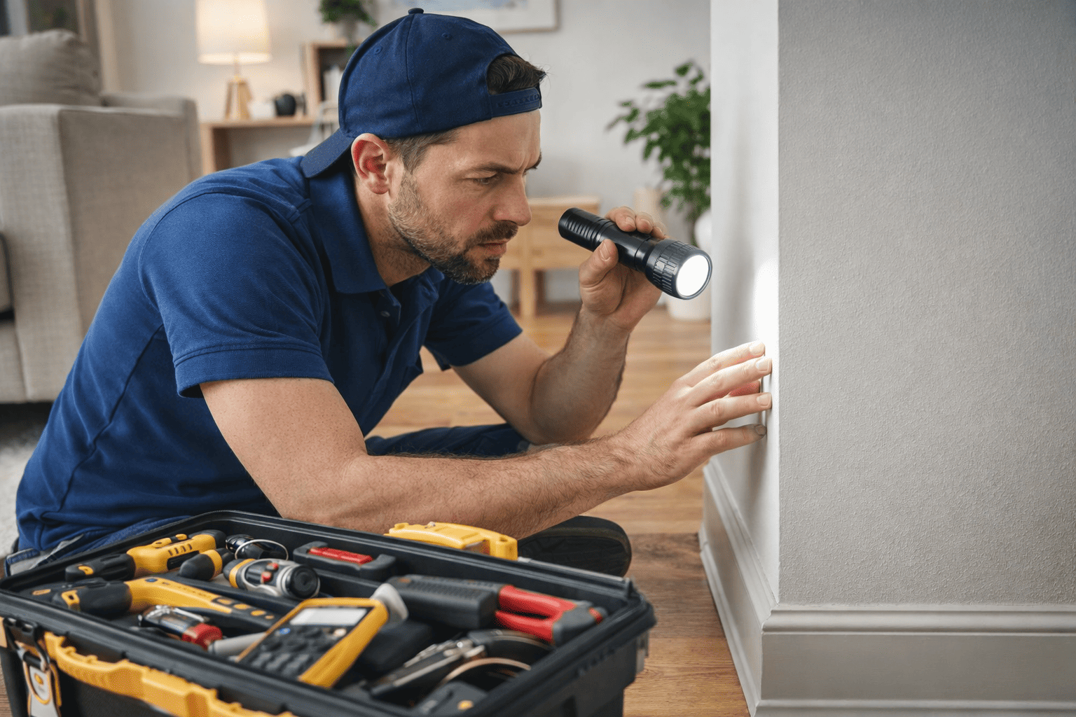 cómo detectar fallas en casa revisando paredes con herramientas de inspección