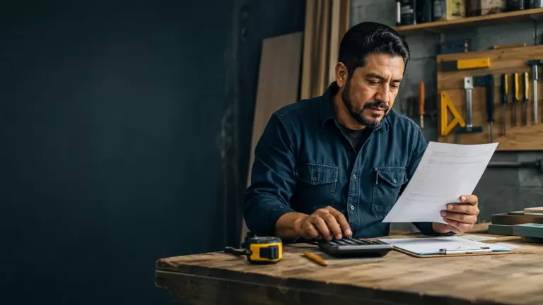 Profesional calcula materiales, mano de obra y margen para cotizar un trabajo