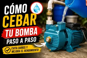 Bomba de agua superficial durante el proceso de cebado