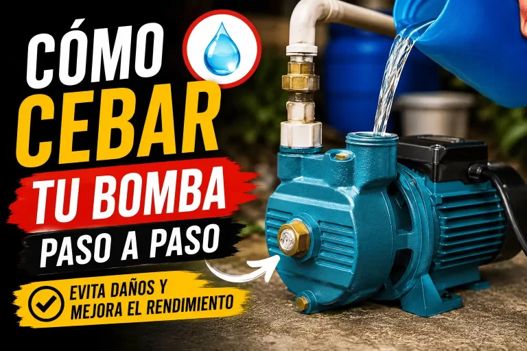 Bomba de agua superficial durante el proceso de cebado